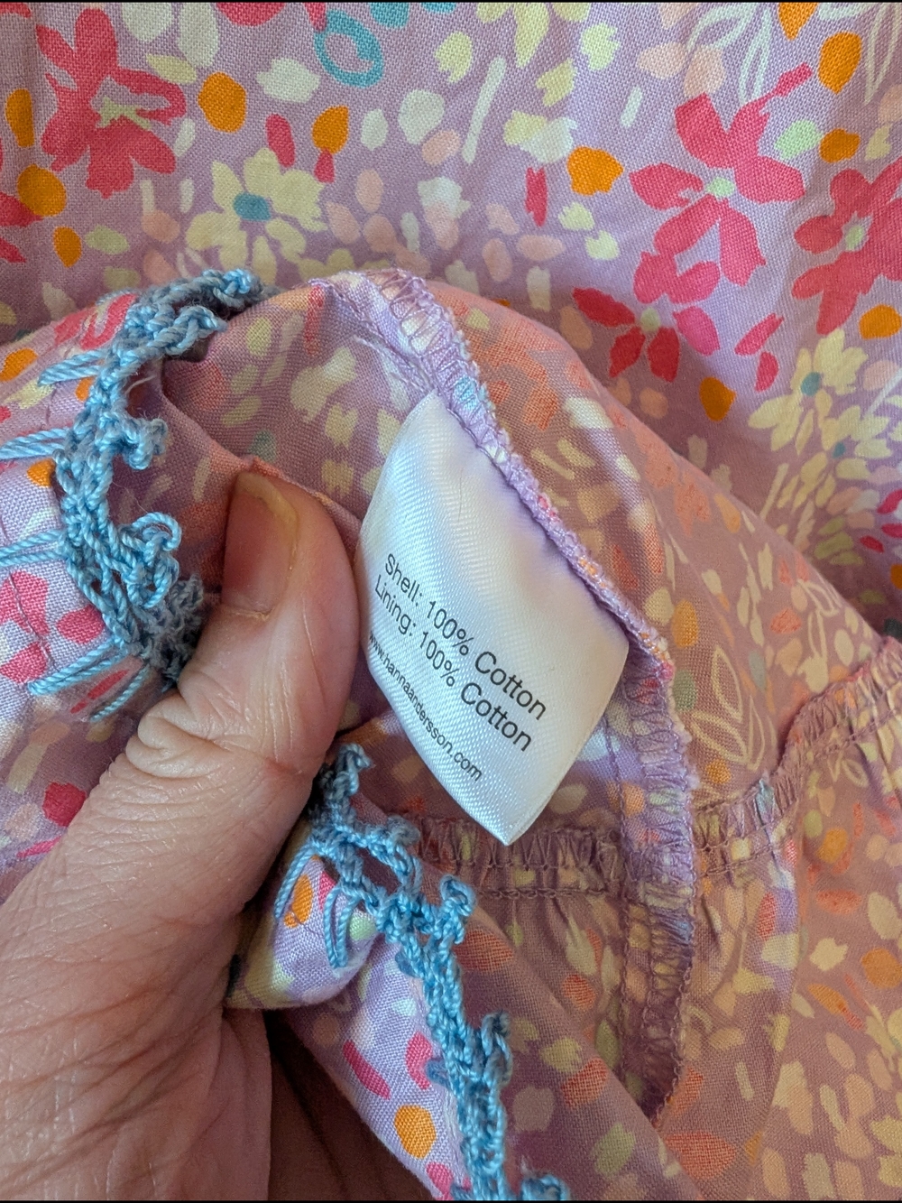 🌺 Hanna Andersson "Flower Market" Sundress with Blue Trim - Picture 7 of 8